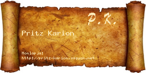 Pritz Karion névjegykártya